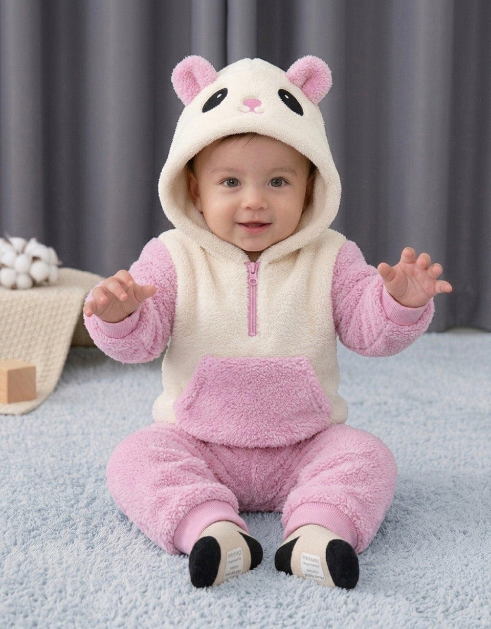 SnugglePanda Premium Fleece Baby Hoodie Set | Classic Black