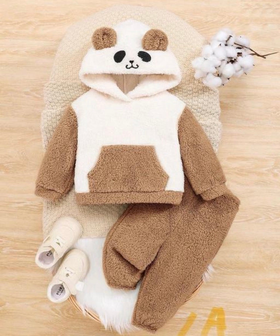SnugglePanda Premium Fleece Baby Hoodie Set | Classic Black