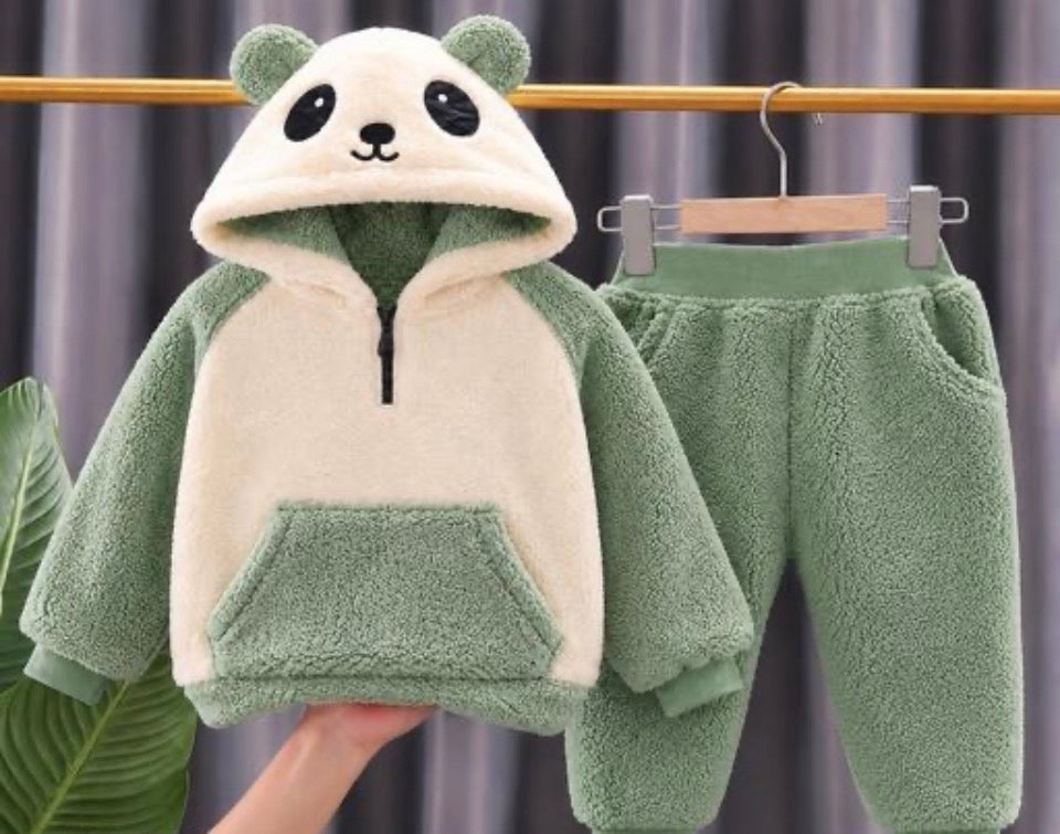 SnugglePanda Premium Fleece Baby Hoodie Set | Classic Black