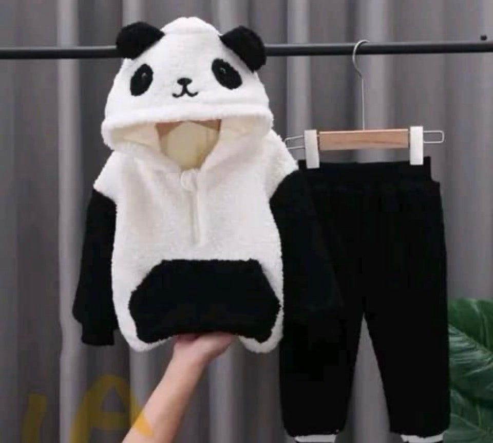 SnugglePanda Premium Fleece Baby Hoodie Set | Classic Black