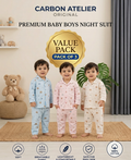 SnuggleCotton Premium Baby Night Suit Set | Pack of 3